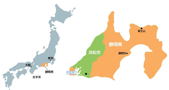 地図：静岡県と浜松市の位置