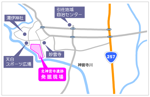 北神宮寺遺跡の地図