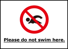 No swimming warning sign