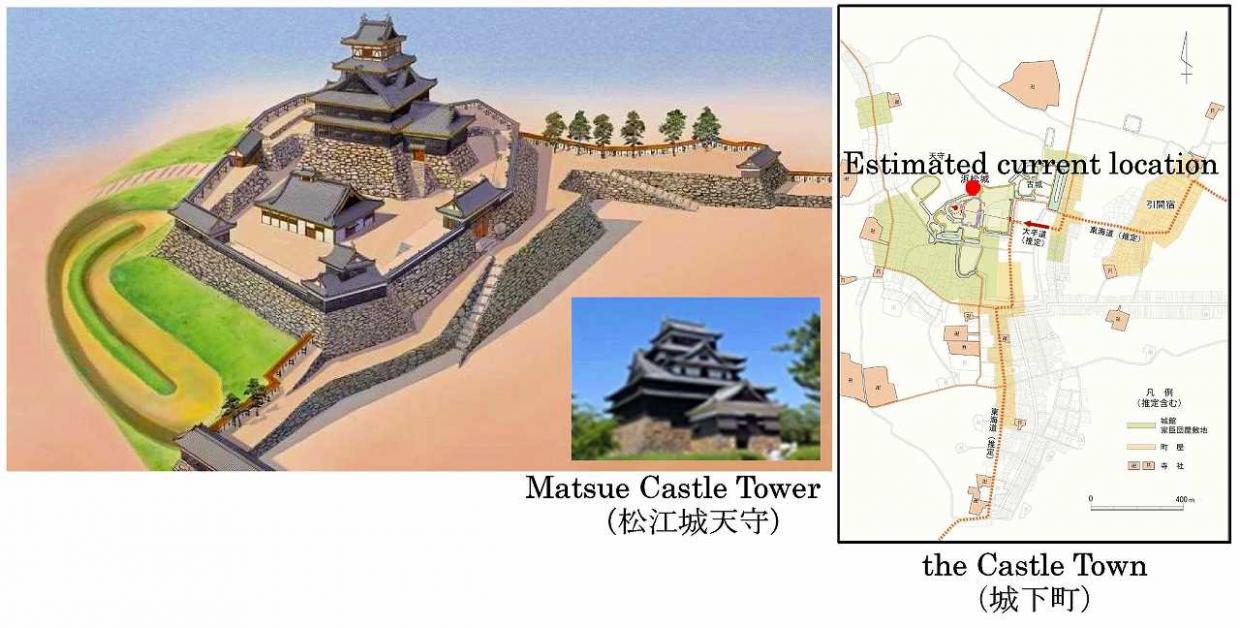 堀尾吉晴在城期の浜松城中枢部と城下町