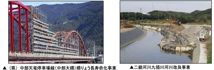 (県)中部天竜停車場線(中部大橋)橋りょう長寿命化事業 二級河川九領川河川改良事業