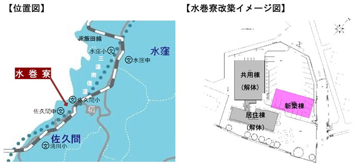 位置図　水巻寮改築イメージ図