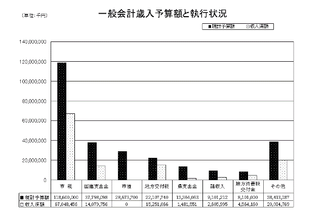 一般会計歳入予算額と執行状況(表)