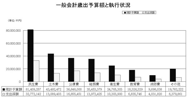 一般会計歳出予算額と執行状況（表）