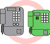 telefones públicos de cor cinza ou verde