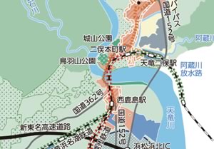 地域拠点とされる西鹿島駅周辺地図（都市計画マスタープランから抜粋）