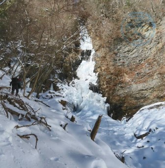 氷結したツゴノ沢大滝