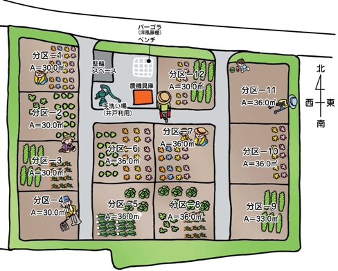 画像：入野いきいき菜園区割図