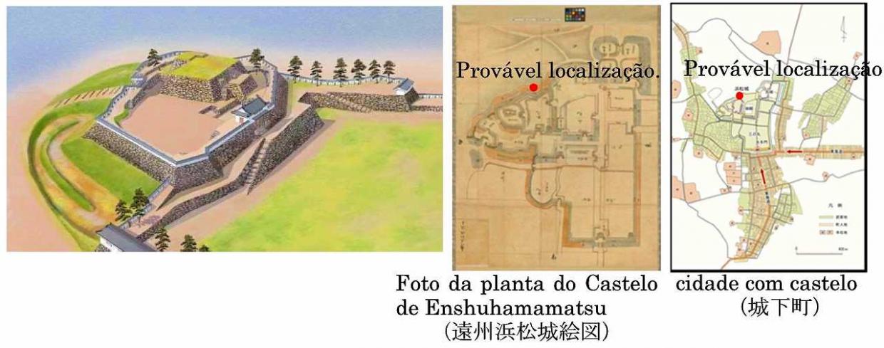 Mapa ilustrado Enshu e resquícios do Castelo Hamamatsu