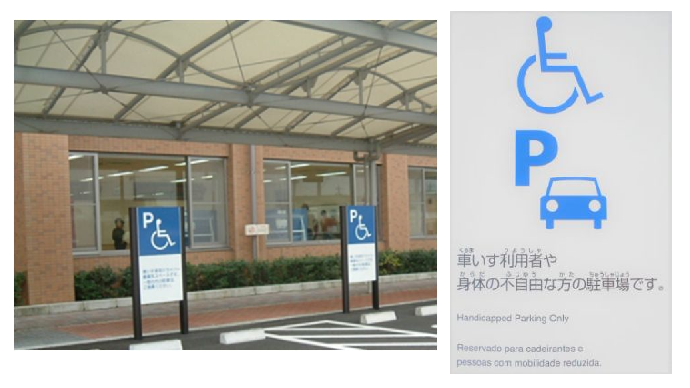 体障害者専用駐車場のサイン事例