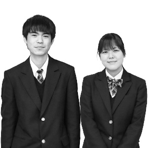 天竜高等学校 松井春人（まついはると）さん（左）・天竜高等学校 大隅遥菜（おおすみはるな）さん（右）