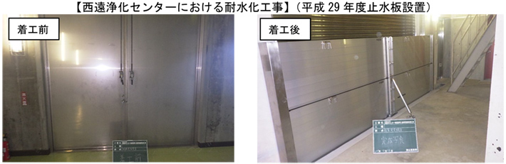 【西遠浄化センターにおける耐水化工事】（平成29年度止水板設置）