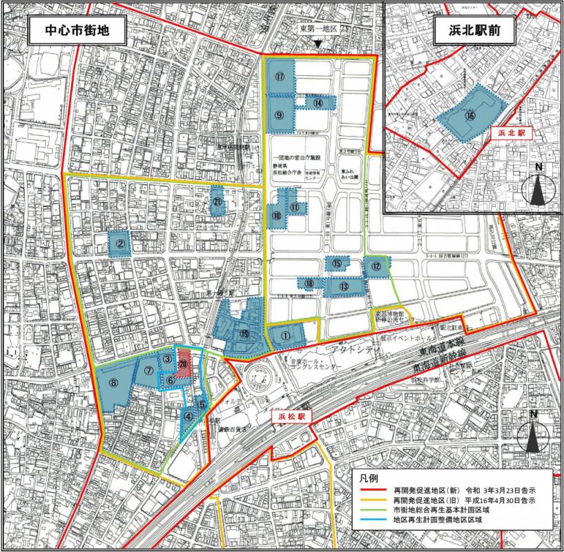 浜松市の再開発事業地区