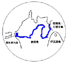 静岡県及び周辺の県が属する津波予報区