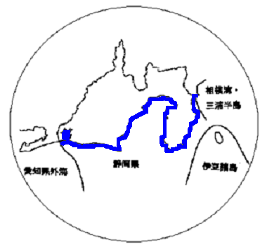 静岡県及び周辺の県が属する津波予報区