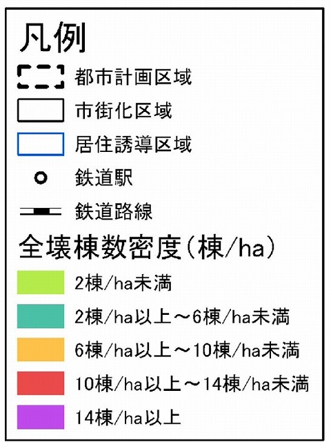 凡例（全壊棟数密度）