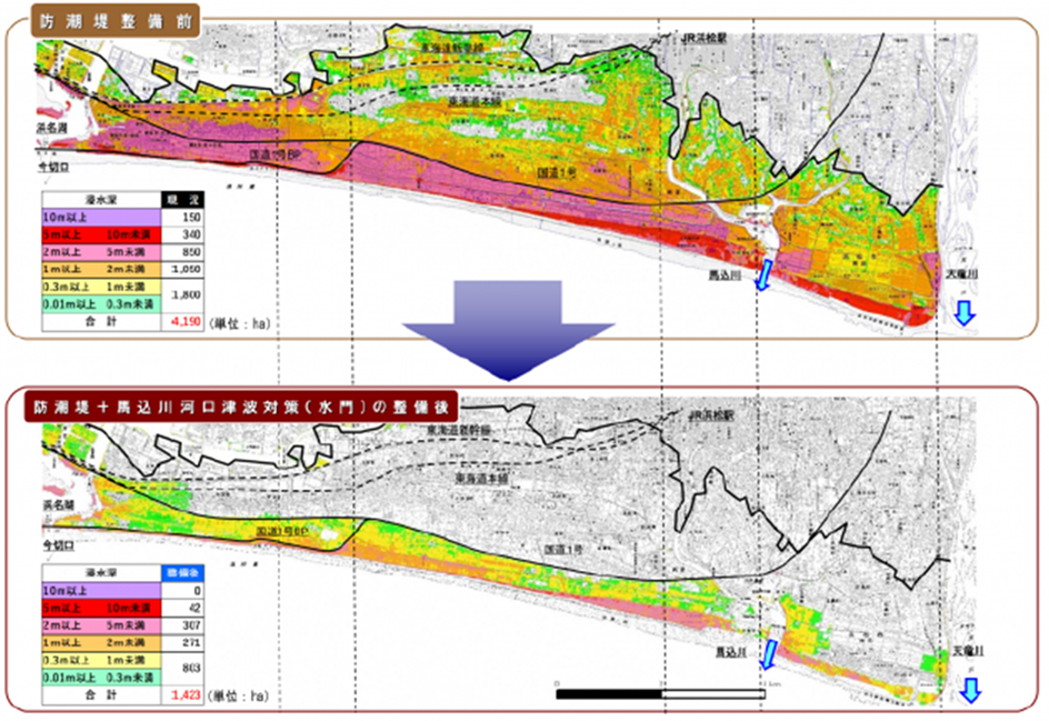 防潮堤整備による減災効果