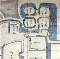 江戸時代の絵図に見える「古城」付近
