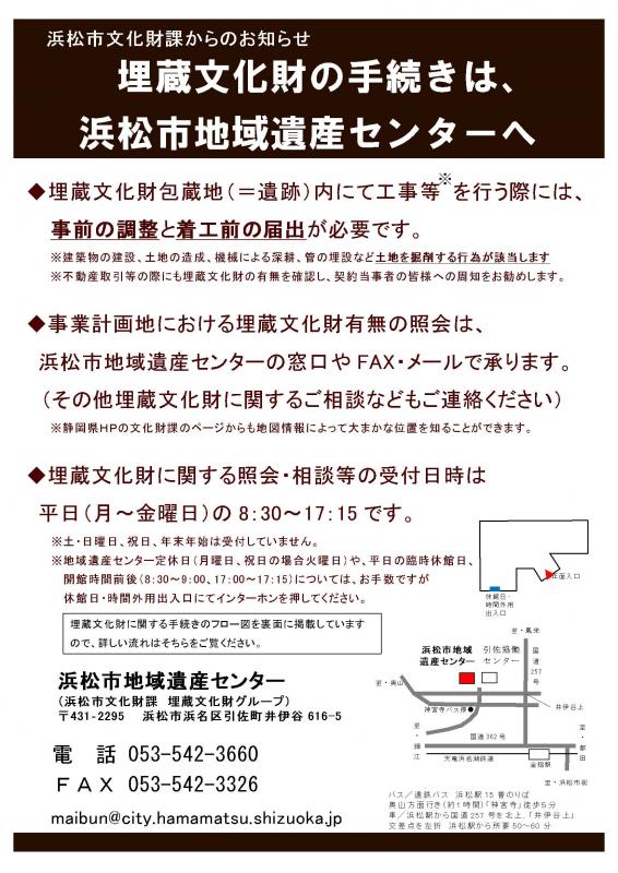 埋蔵文化財の手続き窓口について