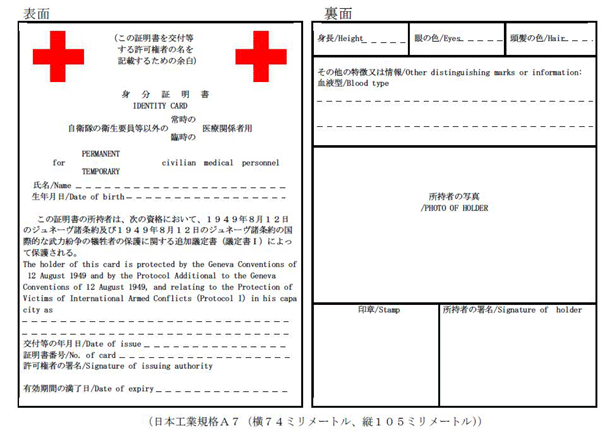 医療関係者用の身分証明書