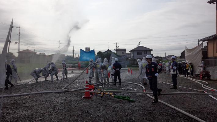 第1方面隊訓練の放水のようす