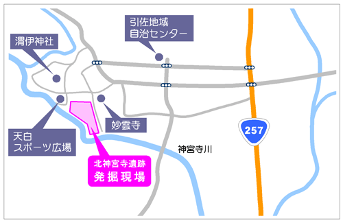 北神宮時遺跡の地図