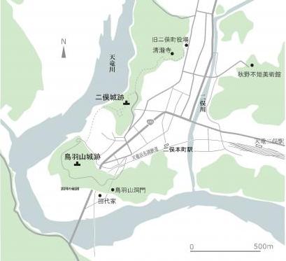 二俣城跡・鳥羽山城跡案内図